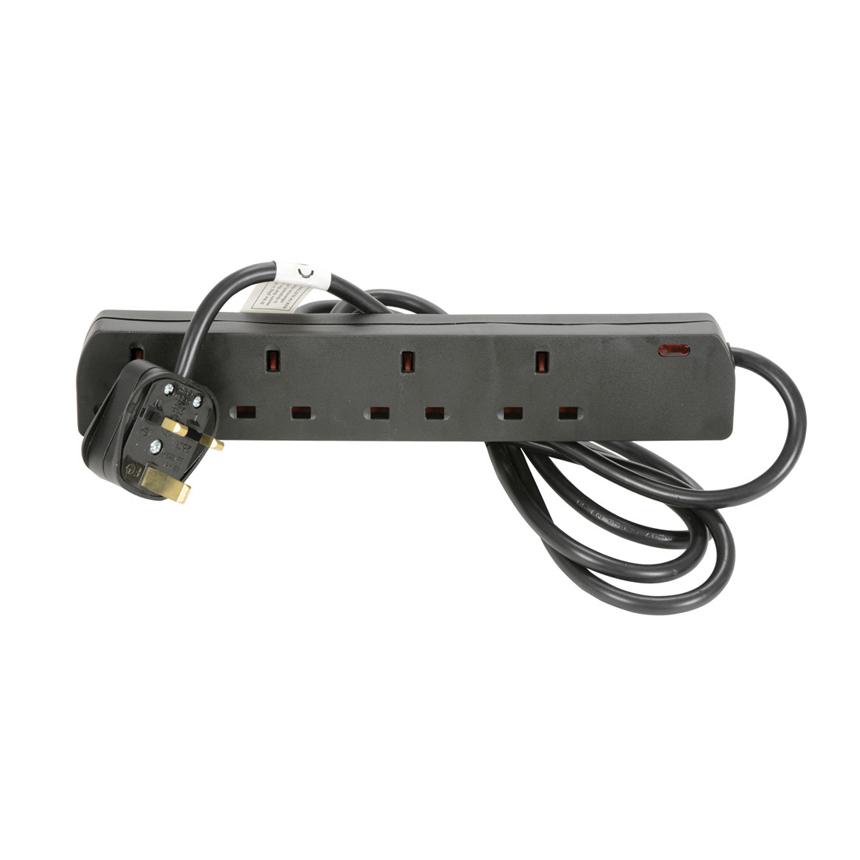 Mercury 4 Gang Extension Lead - 2m Black