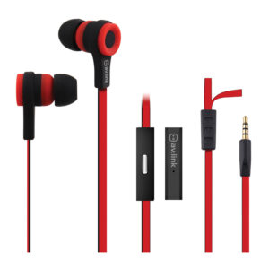 av:link Rubberised Stereo Earphones with Hands-free – Red/Black – 3.5mm