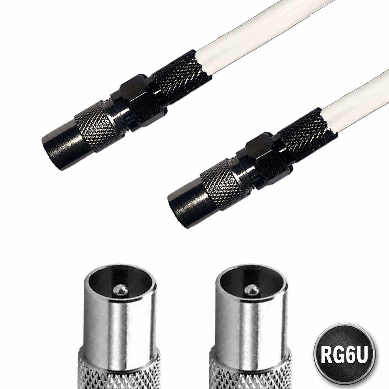 Coax Lead - RG6U CCS - Male to Male - White - 25m