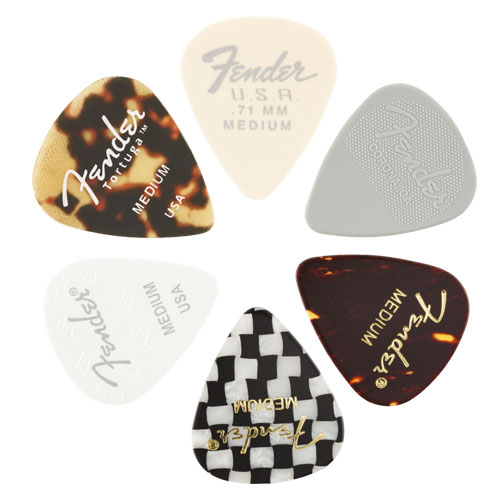 FENDER Medium Material Medley Picks, 351 Shape - 6 Pack
