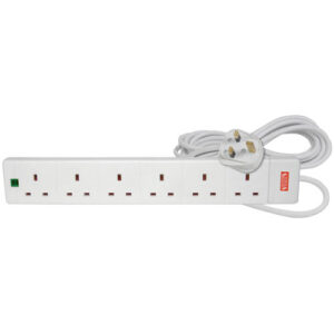 Mercury 6 Gang Extension Leads with Surge Protection &ndash; 2m