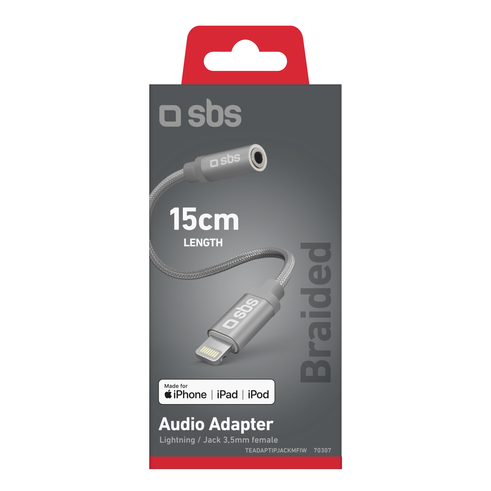 SBS Lightning male to female jack adapter - 15cm - Image 2